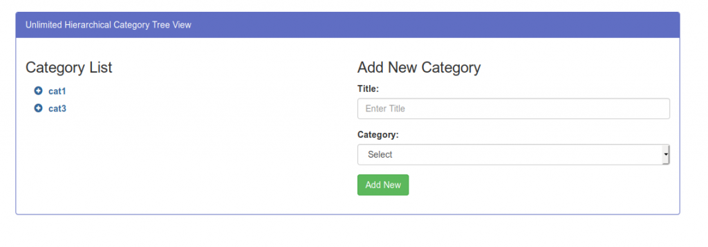 Laravel Unlimited Hierarchical Category Tree View - Demo