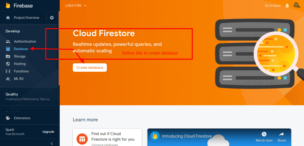 Make sure this is a cloud firestore database. where firestore and realtime both are a different things.